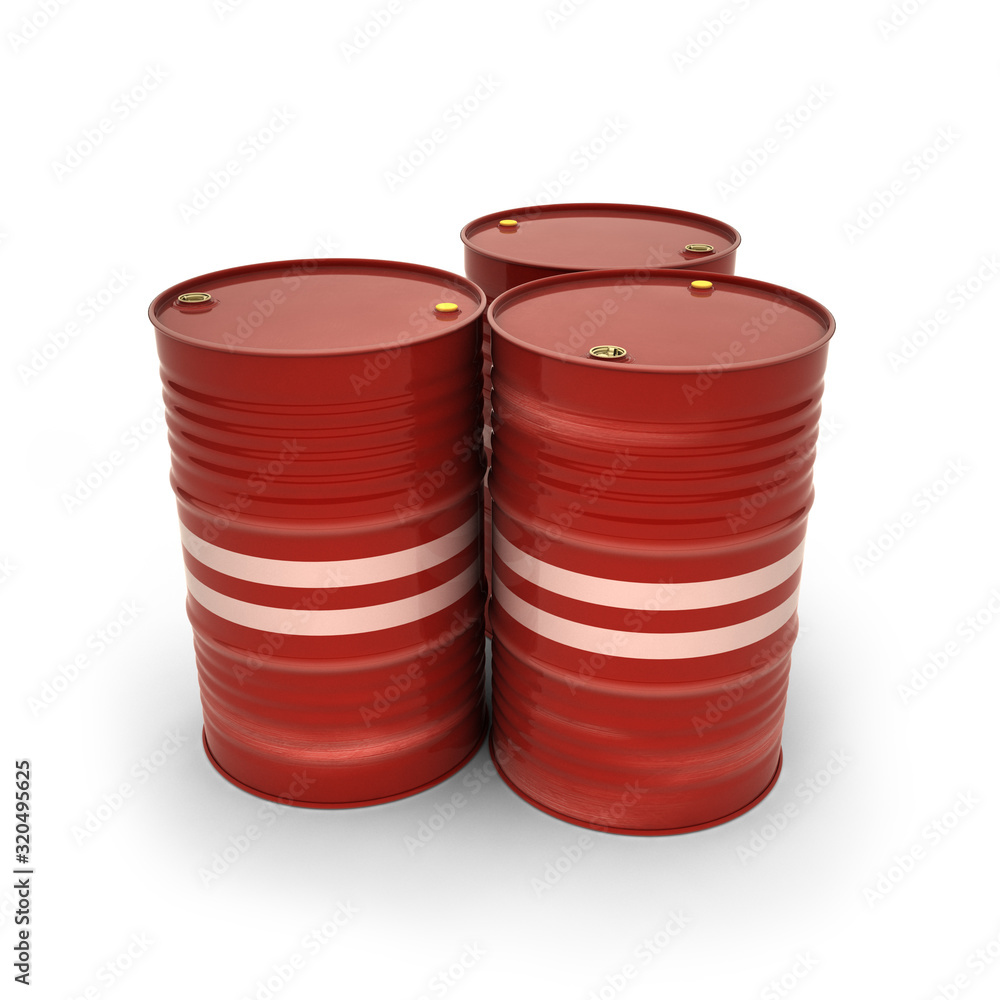Red barrels on a white background (3d illustration) Red barrels on a white background (3d illustration)