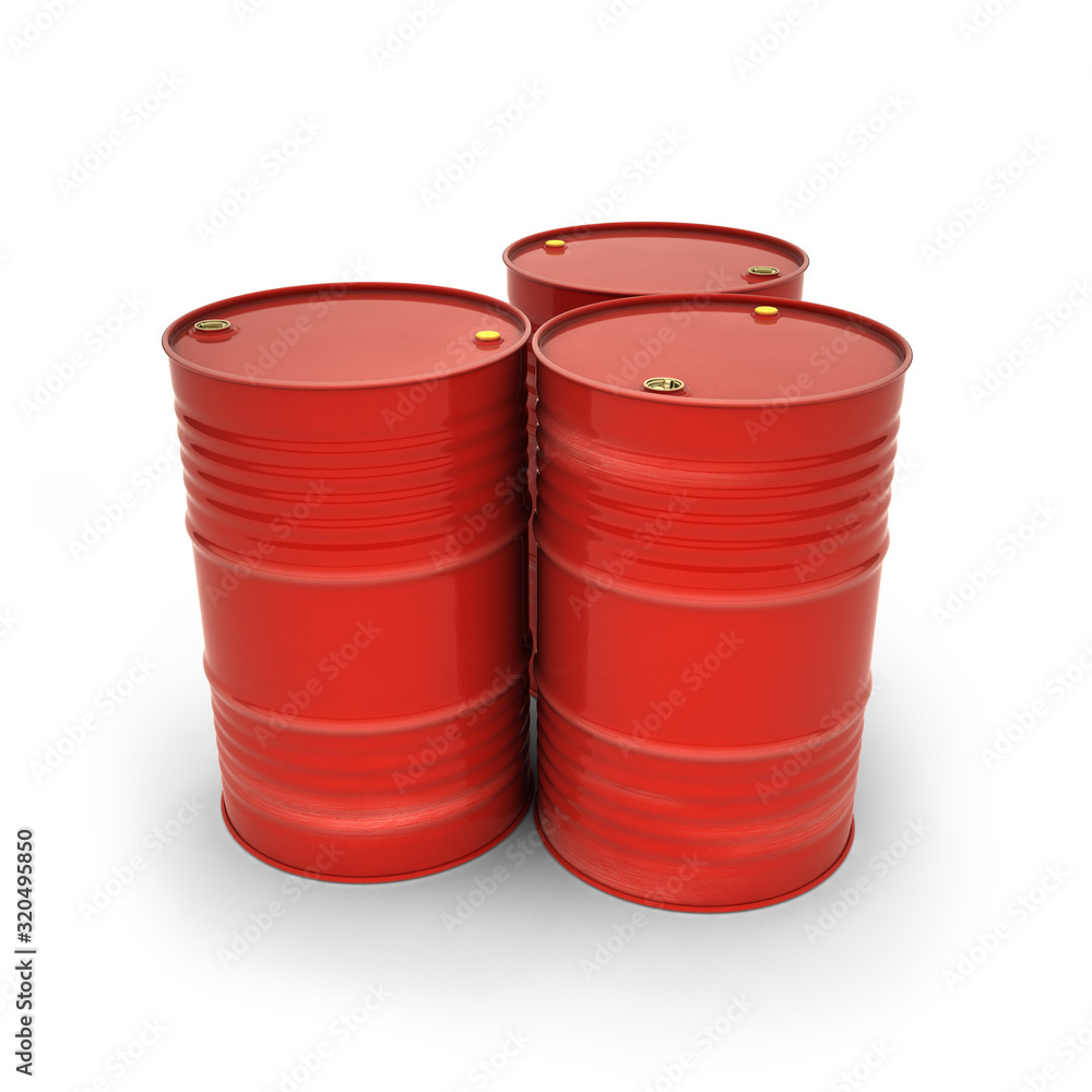 Red barrels on a white background (3d illustration) Red barrels on a white background (3d illustration)