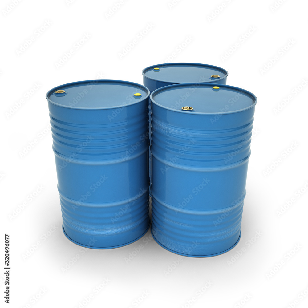 Blue barrels on a white background (3d illustration) Blue barrels on a white background (3d illustration)