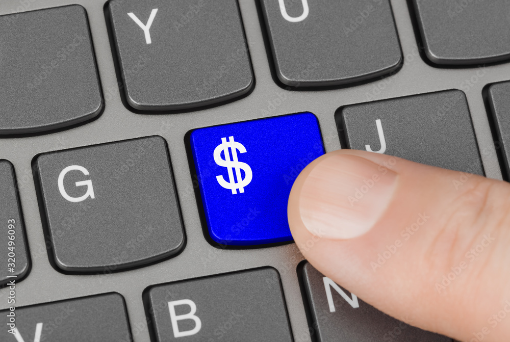 Computer keyboard with money key Computer keyboard with money key