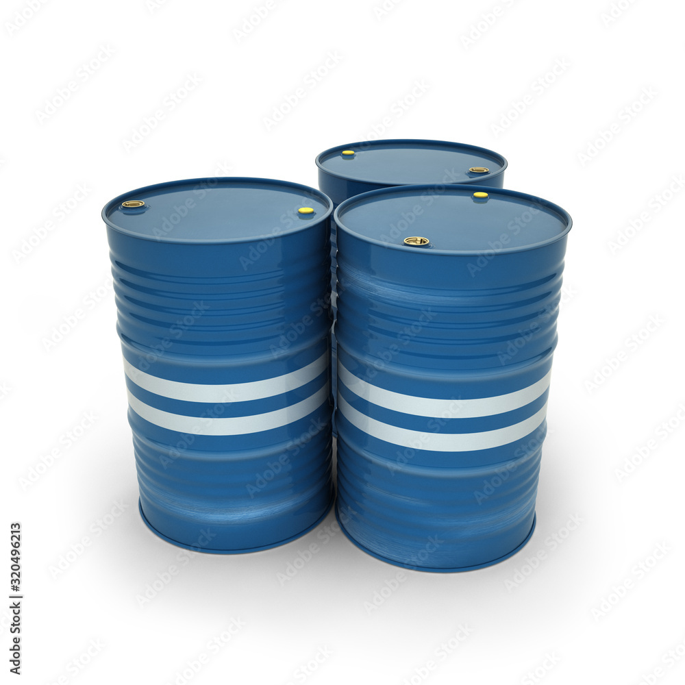 Blue barrels on a white background (3d illustration) Blue barrels on a white background (3d illustration)