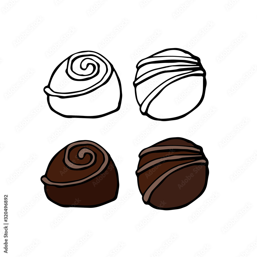 Chocolate candies vector set illustration bonbon isolated on white background. Chocolate candies vector set illustration bonbon isolated on white background.
