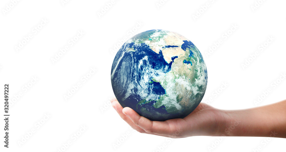Globe ,earth in human hand, holding our planet glowing Globe ,earth in human hand, holding our planet glowing