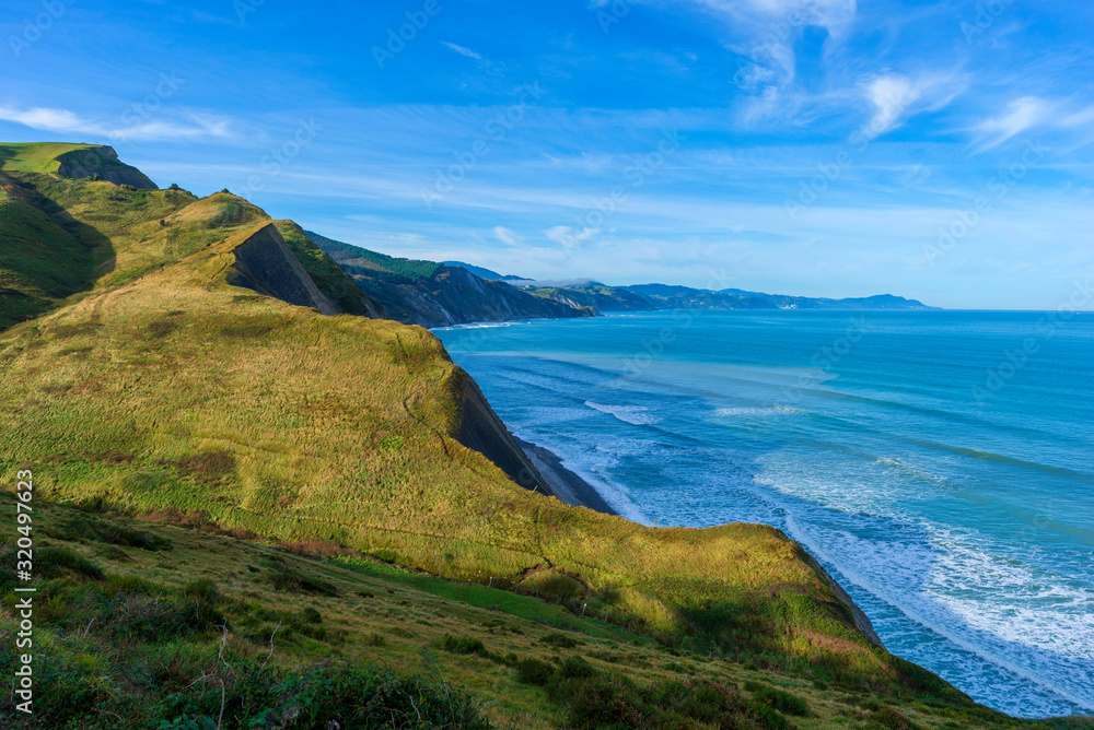 The coast of Zumaia on a clear day