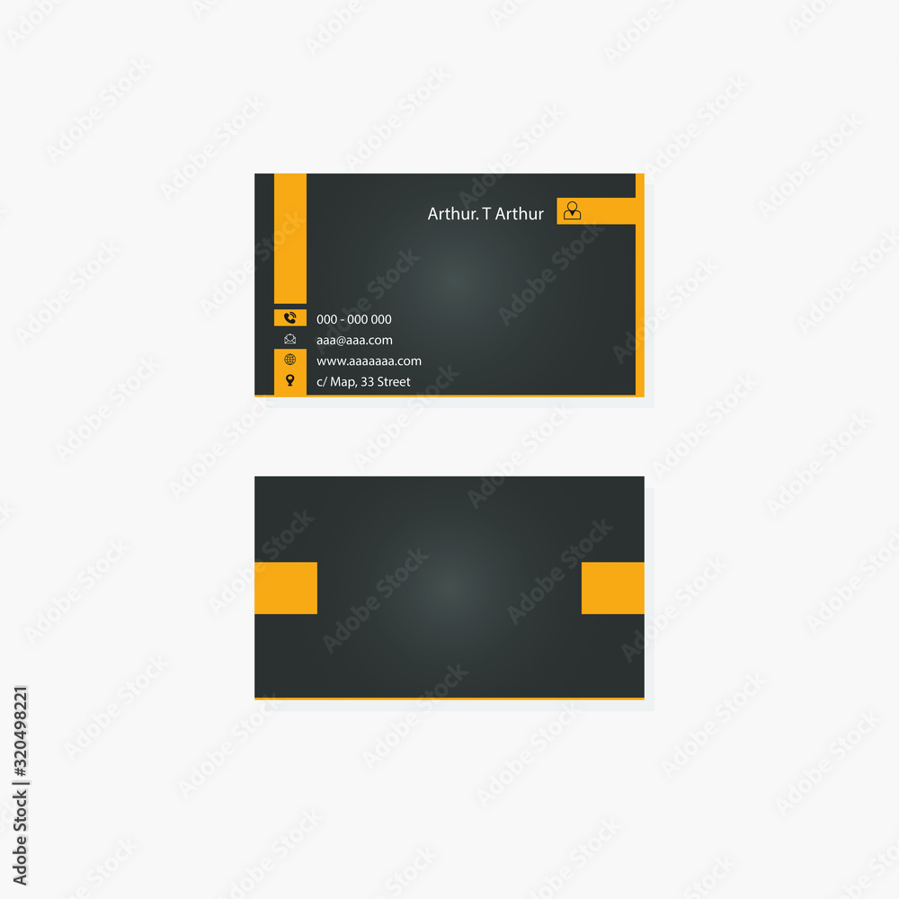 Modern business card template in black and yellow colors. Elegant design of element composition with clean concept
