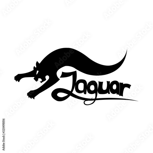 jaguar illustration logo design, flat jaguar logo vector