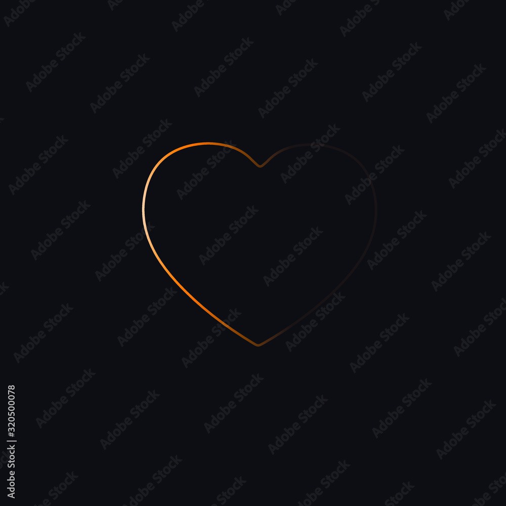 Vector heart isolated on black background, happy valentine's day