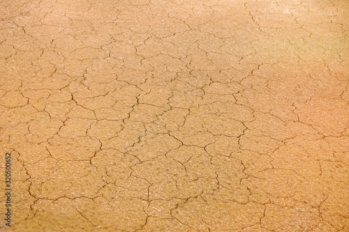 Texture of cracked soil in the desert, close-up