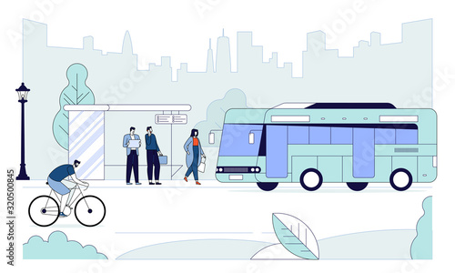 Bus stop flat vector illustration
