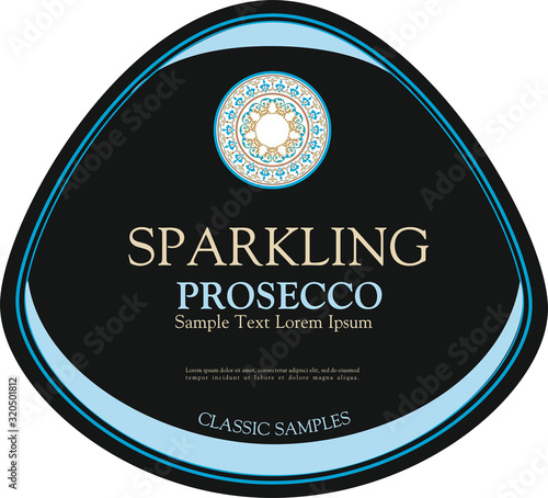 MODERN PACKAGING LABEL WHITE WINE PROSECCO ITALIAN STYLE MADE IN ITALY 