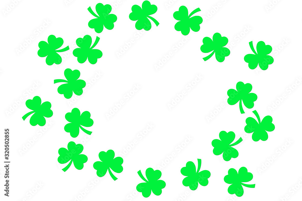 Paper clover leaves on the old wooden background. St.Patrick's day holiday symbol. Space for text, top view Paper clover leaves on the old wooden background. St.Patrick's day holiday symbol. Space for text, top view