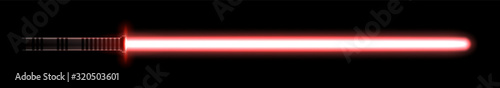 Isolated red light sword. Laser melee weapon for the fight during the futuristic wars