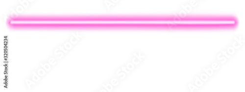 Web banner with glowing neon stick. Fluorescent laser ray. Beam of light