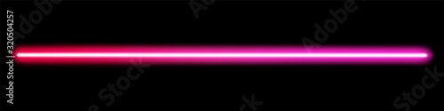Glowing neon stick. Fluorescent beam of laser light.