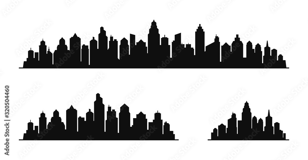 Fototapeta premium City skyline silhouette. City landscape template. Urban landscape. Vector illustration.