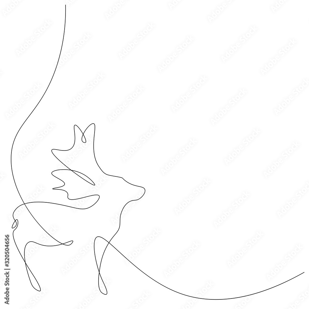Fototapeta premium Deer continuous line drawing vector illustration