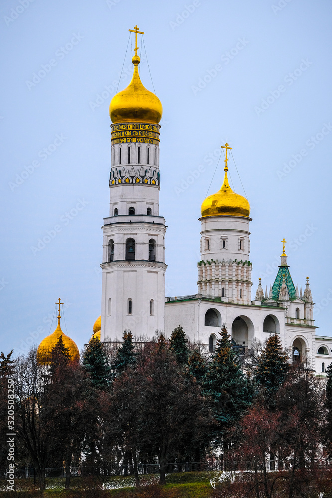 Moscow, Russia - January, 27, 2020: landscape with the image of Moscow Kremlin