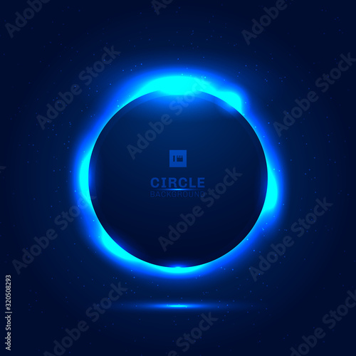 Abstract solar eclipse blue space with a star shining from behind a planet background space for your text.