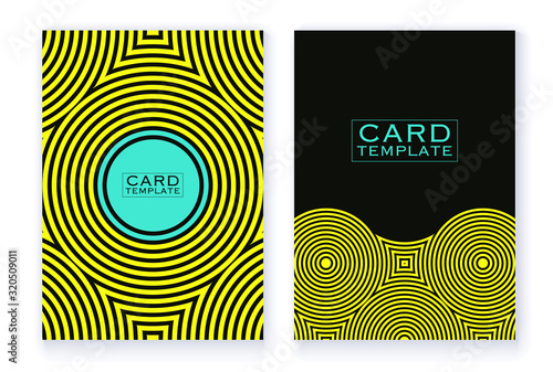 geometric ripples card template yellow black