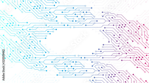 Computer motherboard vector background with circuit board electronic elements. Electronic texture for computer technology, engineering concept. Motherboard computer generated abstract illustration