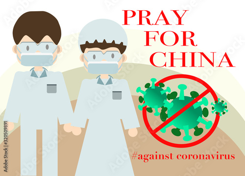 Pray for China against coronavirus vector illustration 