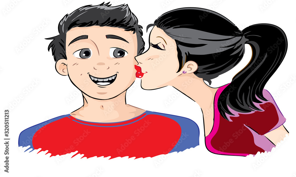 Girl is kissing to boy on valentine Girl is kissing to boy on valentine