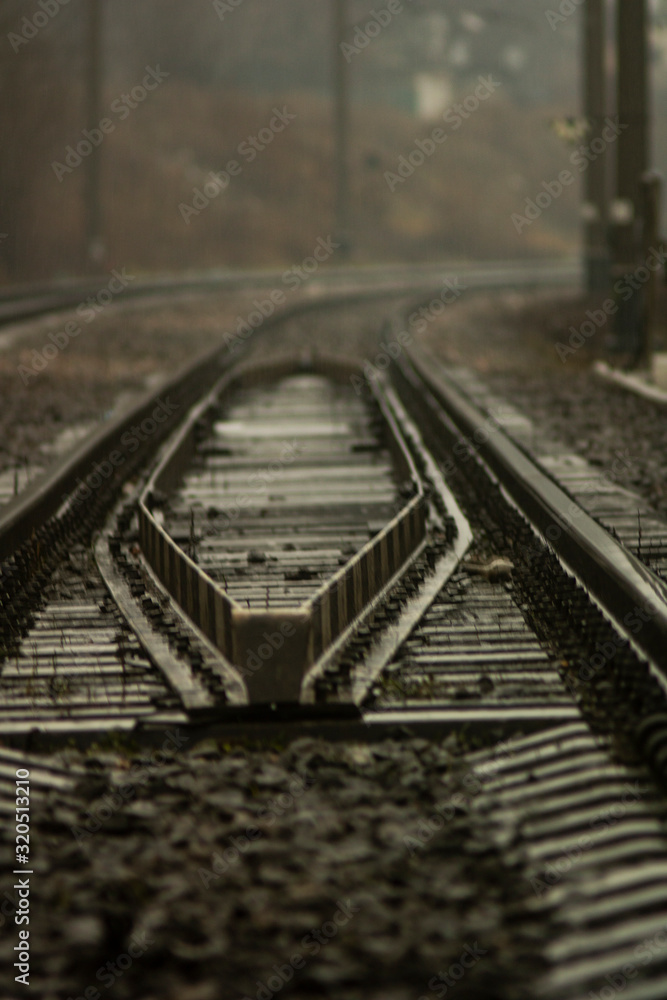 railway tracks in sepia
