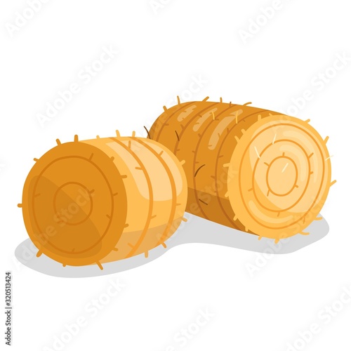 Round Hay Bale isolated on white background. A stack of hay Vector illustration