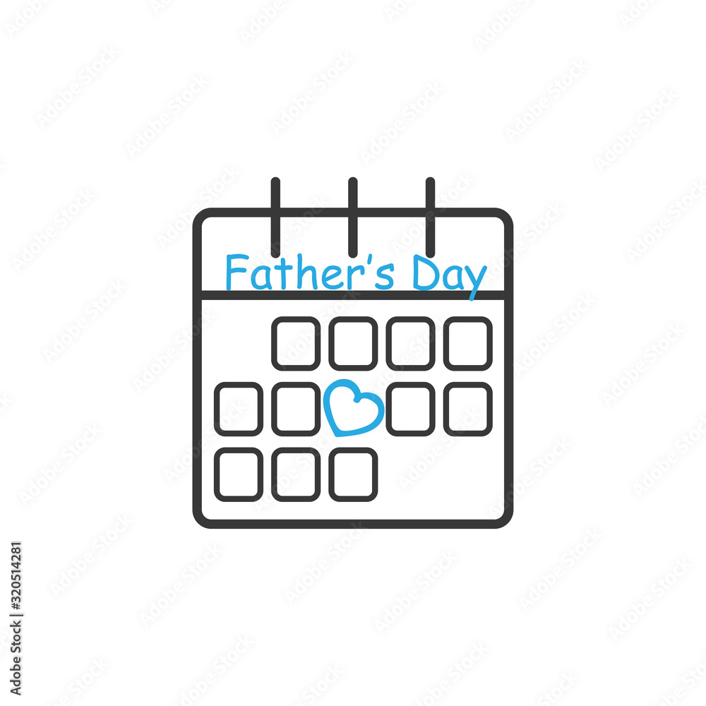 Fathers day calendar line icon. Family holiday vector illustration isolated on white. Stock vector illustration isolated on white background. Fathers day calendar line icon. Family holiday vector illustration isolated on white. Stock vector illustration isolated on white background.
