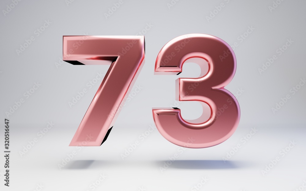 Rose Gold number 73 isolated on white background Rose Gold number 73 isolated on white background