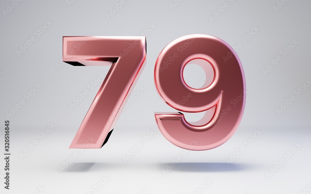 Rose Gold number 79 isolated on white background Rose Gold number 79 isolated on white background