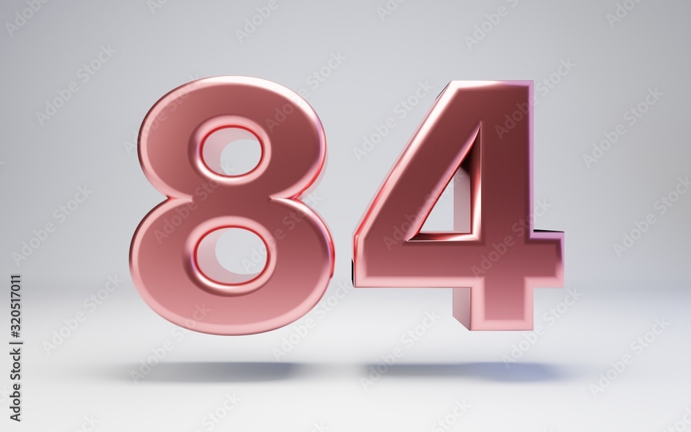 Rose Gold number 84 isolated on white background Rose Gold number 84 isolated on white background