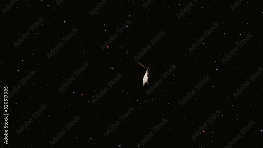 Juno's satellite in empty and infinite outer space. Camera rotation around a satellite with brightly reflecting sunlight. Satellite in the background of stars and galaxies. 4K Footage Juno's satellite in empty and infinite outer space. Camera rotation around a satellite with brightly reflecting sunlight. Satellite in the background of stars and galaxies. 4K Footage