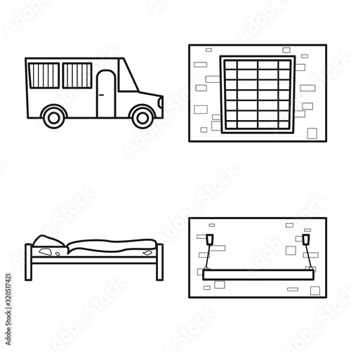 Vector design of jail and law symbol. Collection of jail and crime stock symbol for web.