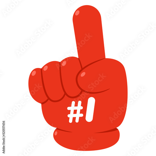 Number 1 football fan finger vector cartoon illustration isolated on white background.