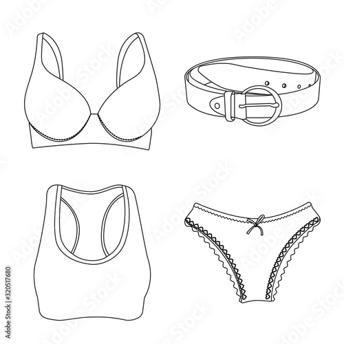 Vector illustration of woman and clothing icon. Collection of woman and wear stock vector illustration.