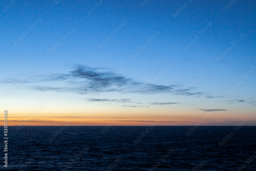 KARA SEA RUSSIA - 2014 OCTOBER 04. Sunset at Kara Sea in the Arctic.