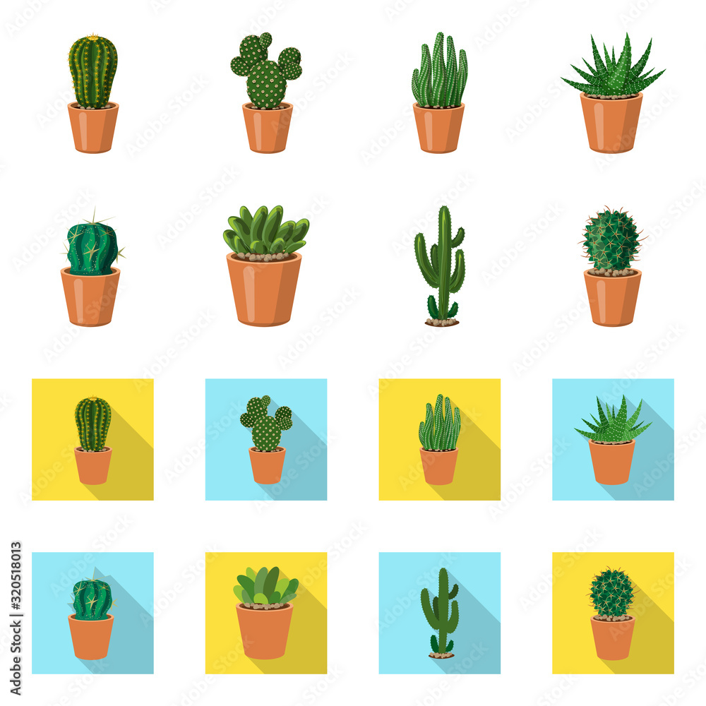 Vector design of cactus and pot sign. Set of cactus and cacti vector icon for stock. Vector design of cactus and pot sign. Set of cactus and cacti vector icon for stock.