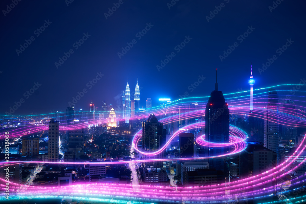 Smart city big data connection technology concept . - obrazy, fototapety, plakaty 