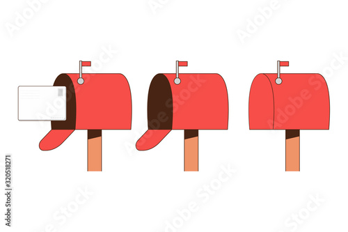Mailbox vector flat set isolated on a white background.