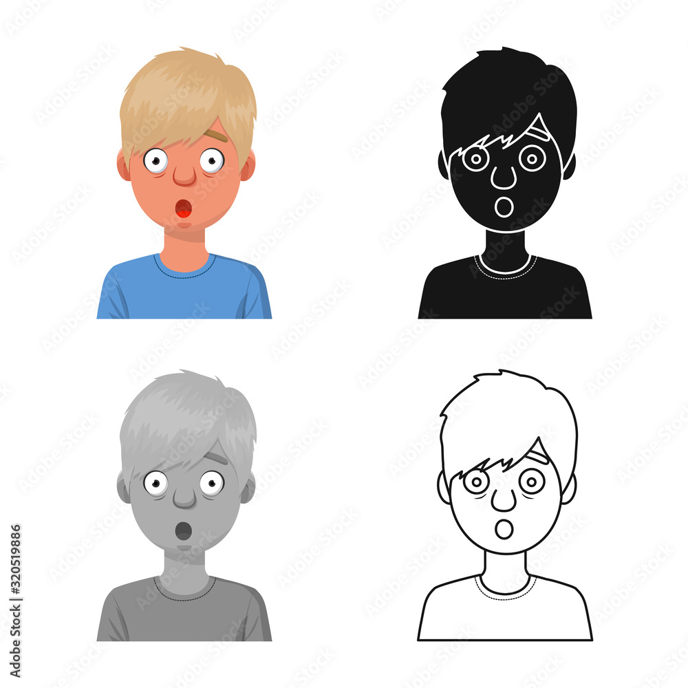 Vector design of guy and fright logo. Collection of guy and surprise stock vector illustration. Vector design of guy and fright logo. Collection of guy and surprise stock vector illustration.