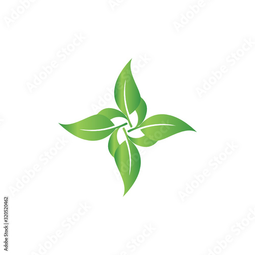 Fototapeta Naklejka Na Ścianę i Meble -  natural cross balanced leaves logo