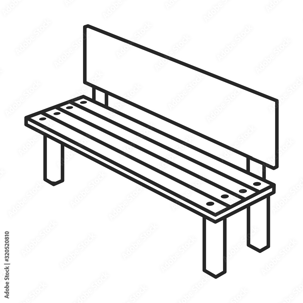 Fototapeta Park bench vector icon.Outline.line vector icon isolated on white background park bench.