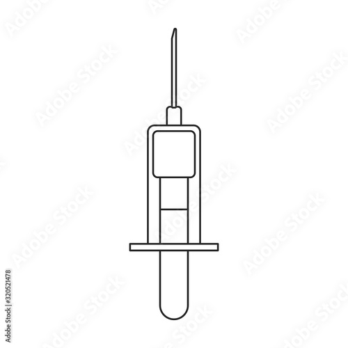 Syringe vector icon.Outline.line vector icon isolated on white background syringe.