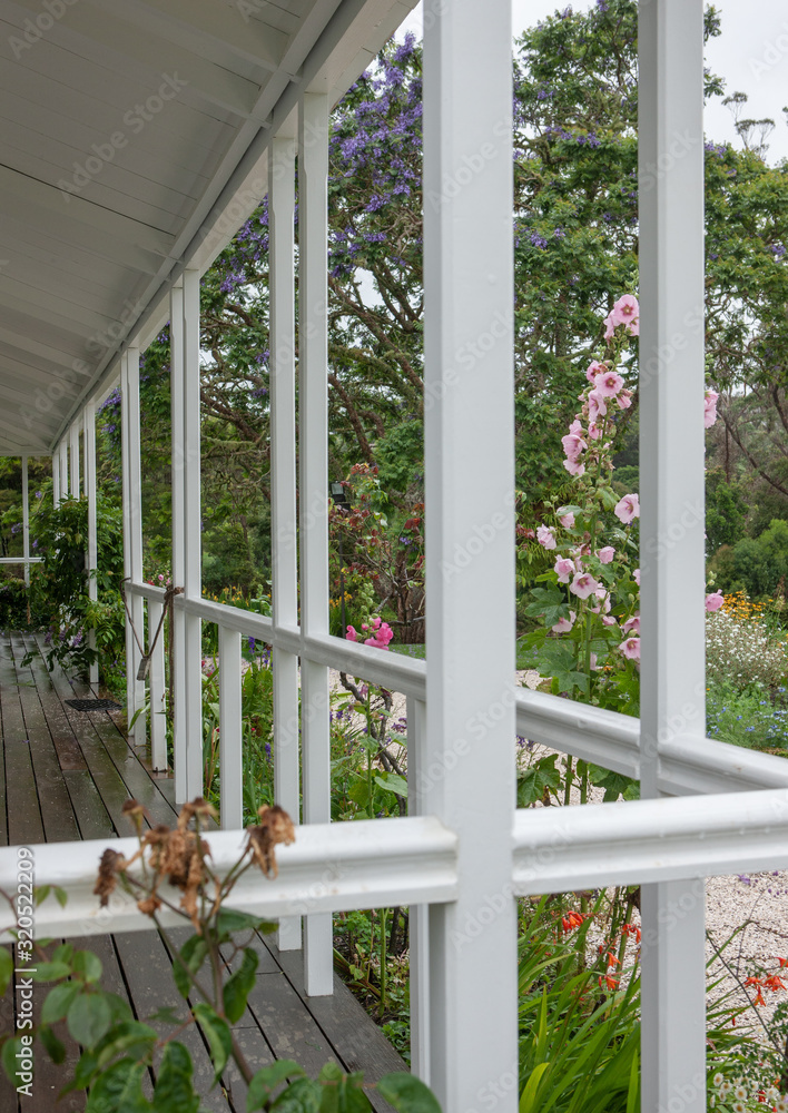 Paihia Bay of islands New Zealand. Kerikeri. Porch. The Kemp House Paihia Bay of islands New Zealand. Kerikeri. Porch. The Kemp House