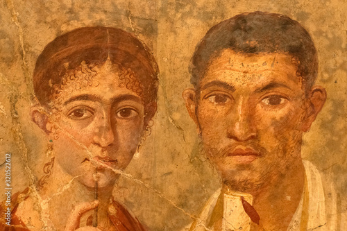 Obraz na plátně pompei ruins paintings and mosaic