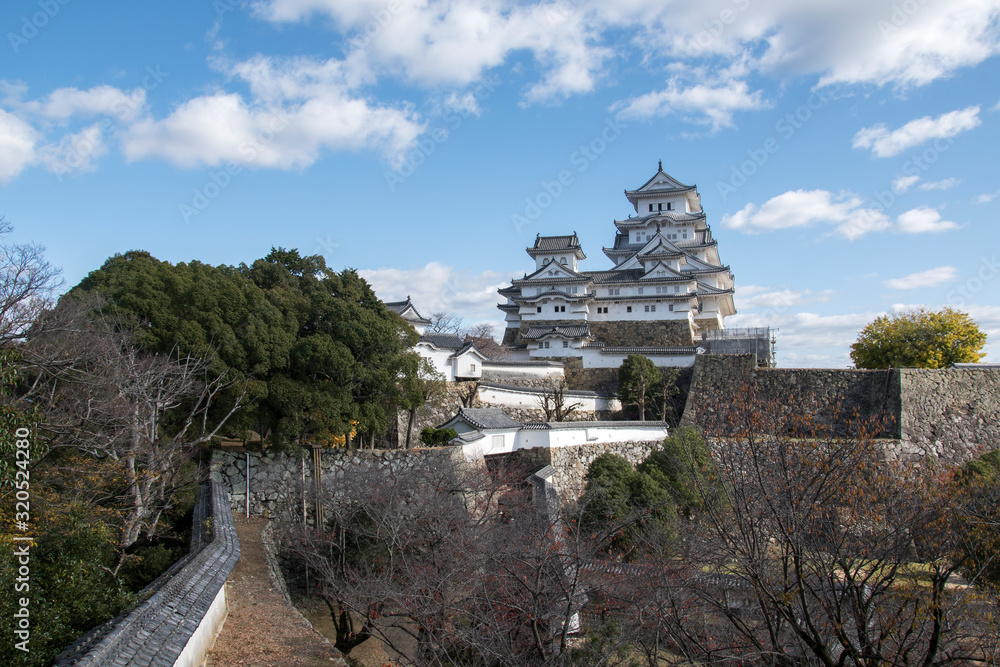 Himeji castle with blue sky in autumn