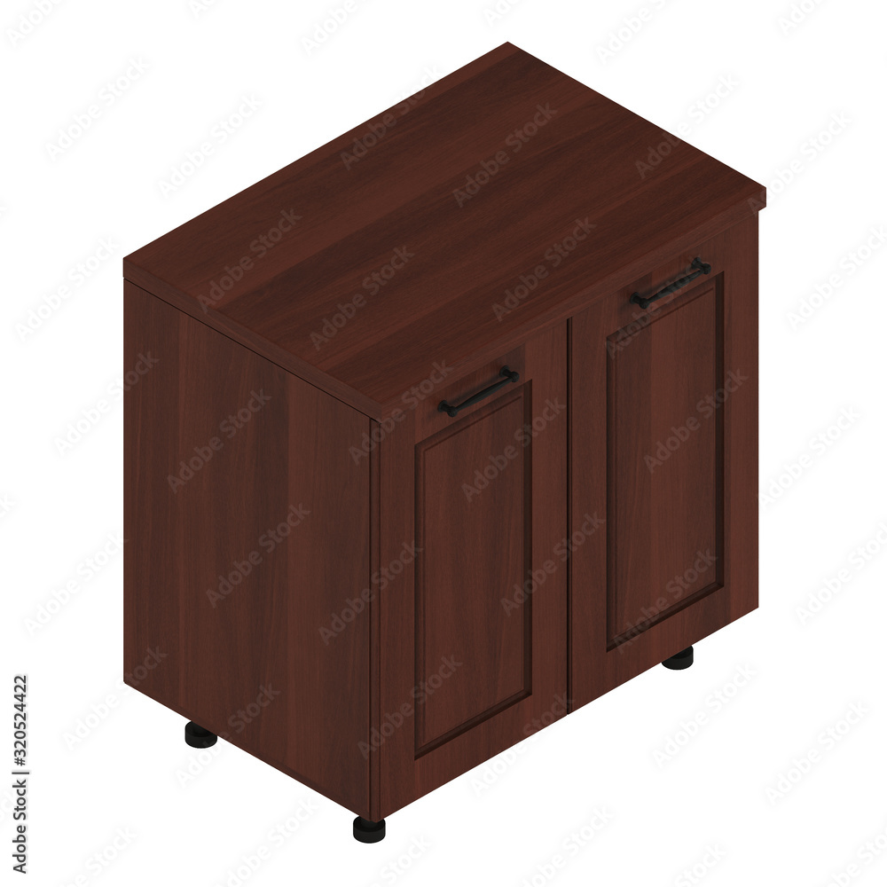 Furniture module. Furniture and kitchen equipment isolated on white background. 3D rendering. Furniture module. Furniture and kitchen equipment isolated on white background. 3D rendering.