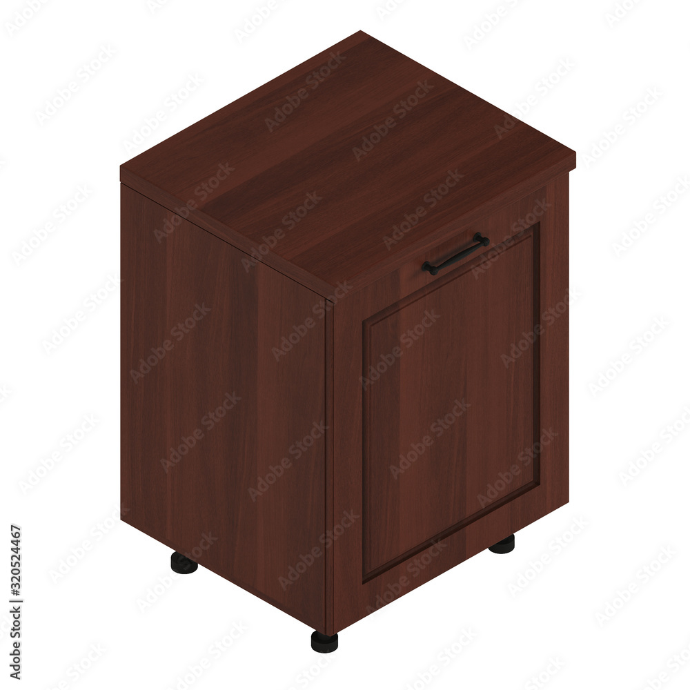 Furniture module. Furniture and kitchen equipment isolated on white background. 3D rendering. Furniture module. Furniture and kitchen equipment isolated on white background. 3D rendering.
