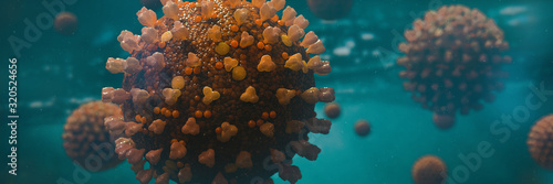 contagious coronavirus, health threatening viruses in liquid environment, microbiology close up scene